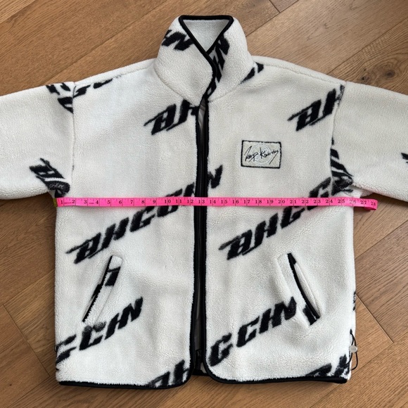 BJHG Be Just Hardly Good Teddy Zip-Up - Men’s Size L - Like New - Black & Cream - Picture 2 of 9